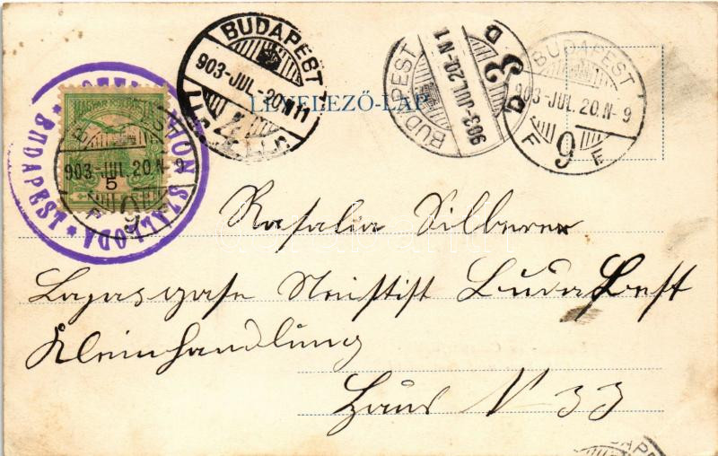 1903 Budapest II. Szent Lukács és Császár fürdő, gőzhajó (fl) - Image 2