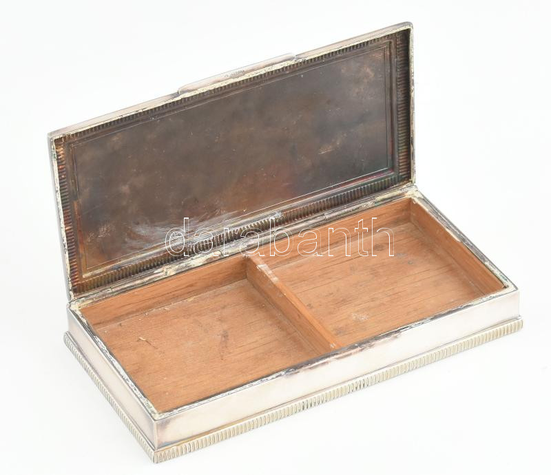 Alpakka doboz, fabetéttel, kopott, 8x16 cm - Image 2