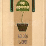 1906 Boldog Újévet! / New Year greeting art postcard. Art Nouveau, Emb. litho (EK)