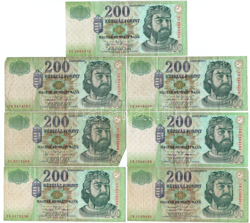 1998-2007. 200Ft (7xklf) T:III közte kis folt