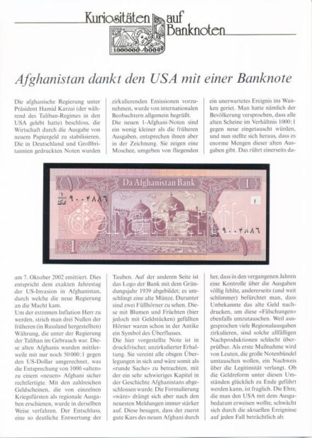 Afganisztán 2002. 1A német leírással T:I,I- Afghanistan 2002. 1 Afghani with german description C:UNC,AU Krause P#64