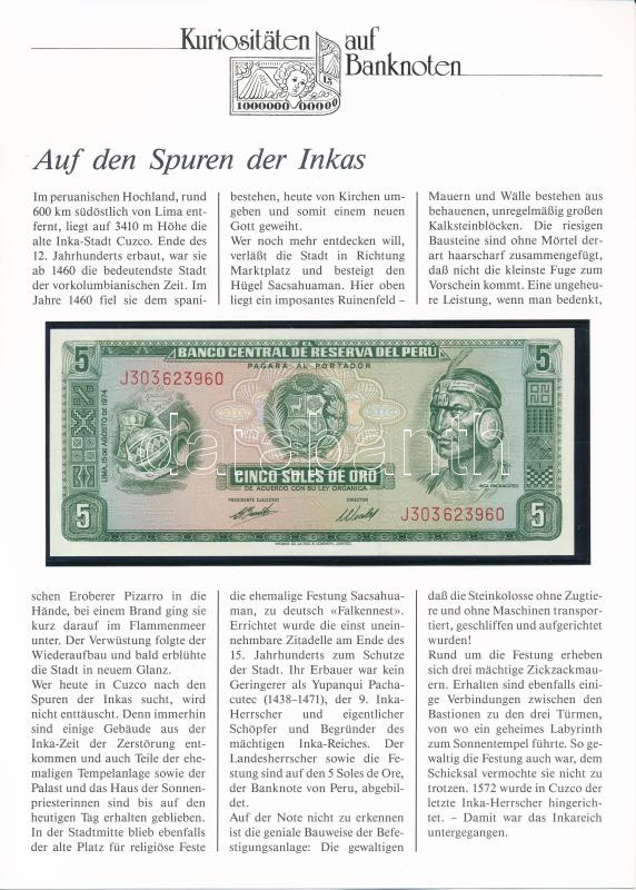 Peru 1974. 5S német nyelvű leírással T:I Peru 1974. 5 Soles de Oro with german description C:UNC Krause P# 99