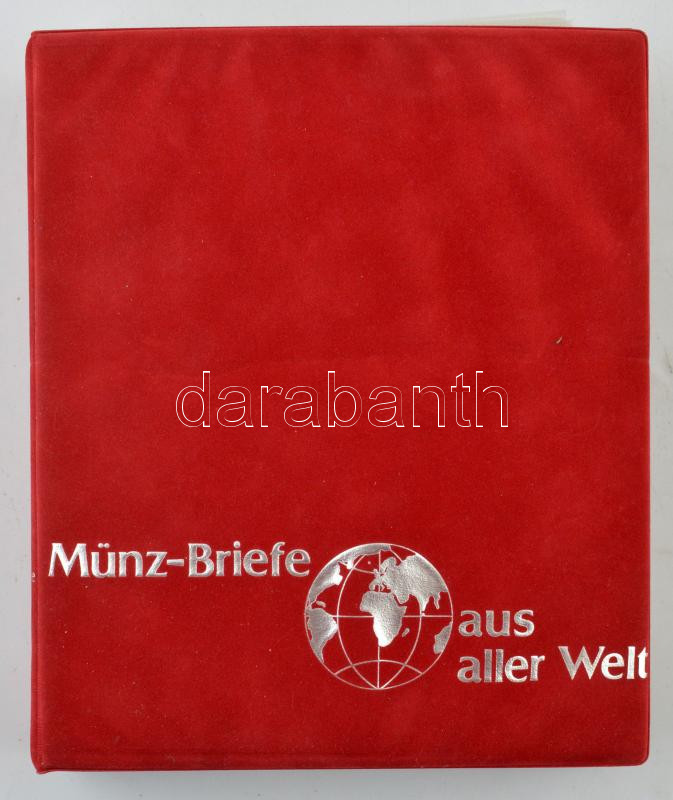 30db érmés boríték bélyeggel, bélyegzéssel és tájékoztatókkal szép gyűjtemény igényes, 'Münz-Briefe aus aller Welt' feliratú piros, bársony borítású gyűjtői albumba rendezve T:1 30pcs of envelopes with coins, stamps, - Image 4