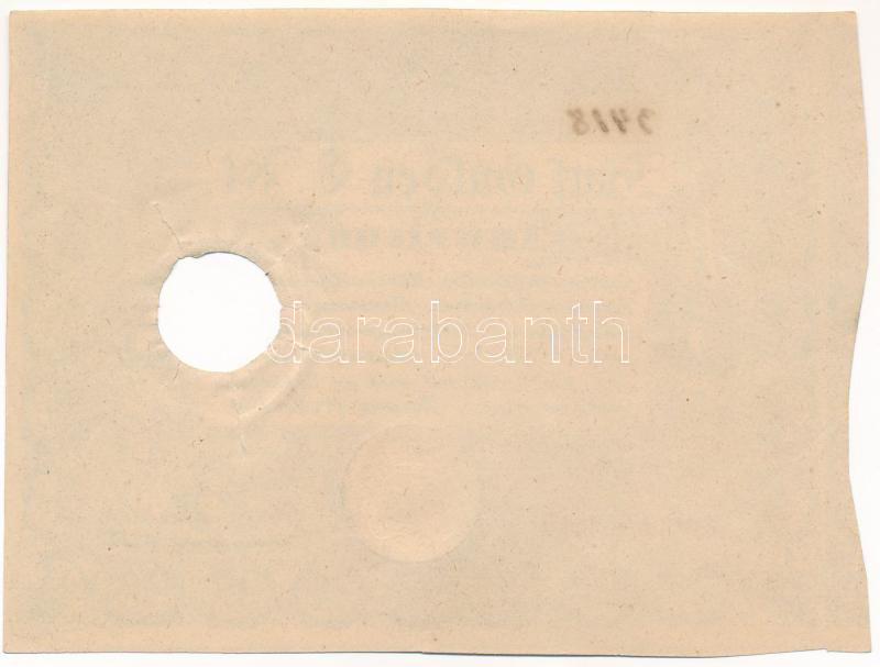 Temesvár 1849.05.01. 5G 'A 3418' érvénytelenítő lyukasztással T:I- kis szakadások a lyuk körül Hungary / Temesvár (Timisoara) 1849. 5 Gulden 'A 3418' cancelled with hole C:AU small tears around the hole Adamo TEM-1.1.1 - Image 2