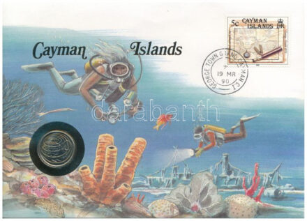 Kajmán-szigetek 1987. 10c felbélyegzett borítékban, bélyegzéssel, német nyelvű leírással T:1 Cayman Islands 1987. 10 Cents in envelope with stamp and cancellation, with German description C:UNC