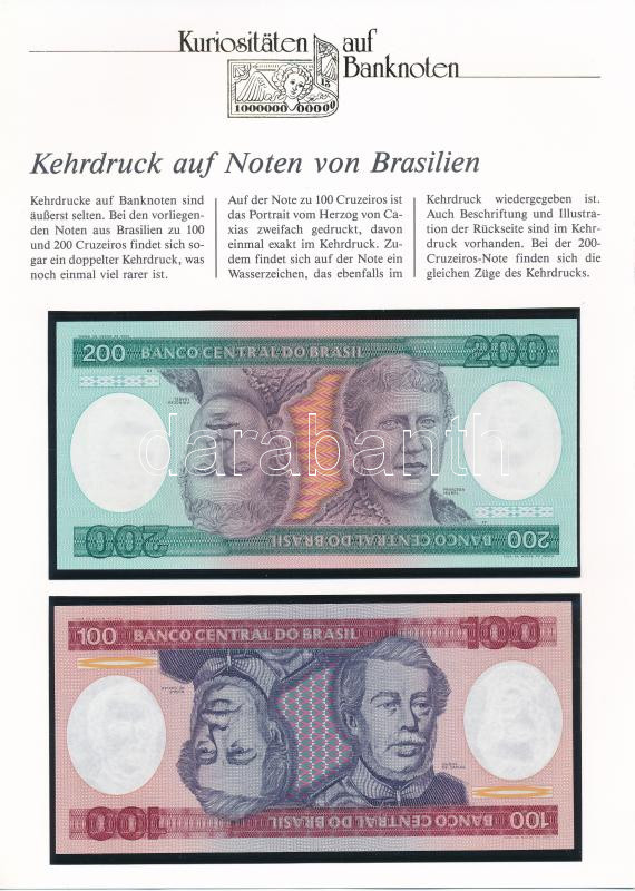 Brazília 1984. 100C + 1984. 200C német nyelvű leírással T:I- Brazil 1984. 100 Cruzeiros + 1984. 200 Cruzeiros with german description C:AU KrauseP#198, P#199