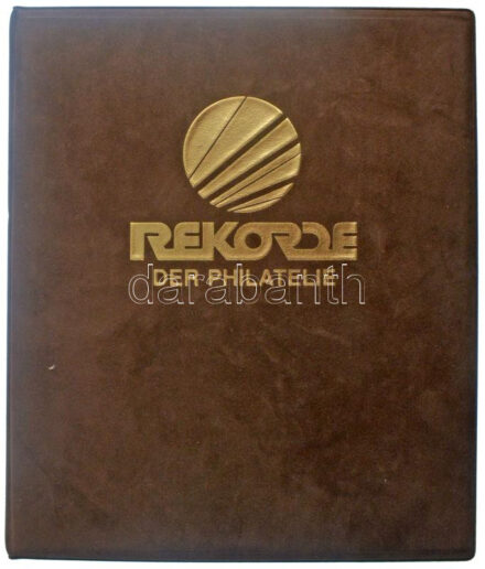 29db (nyugat)német érmés boríték bélyeggel, bélyegzéssel és tájékoztatókkal szép gyűjtemény igényes, 'Rekorde - Der Philatelie' feliratú barna, bársony borítású gyűjtői albumba rendezve, védőtokkal. Közte több aranyozott