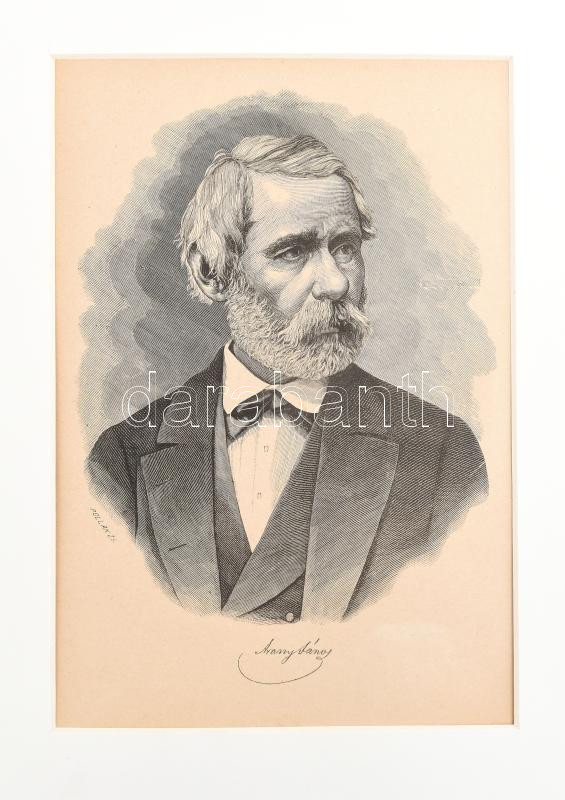 Pollák Zsigmond (1837-1912): Arany János. Rotációs fametszet, papír, jelzett a metszeten, paszpartuban, 26x18 cm