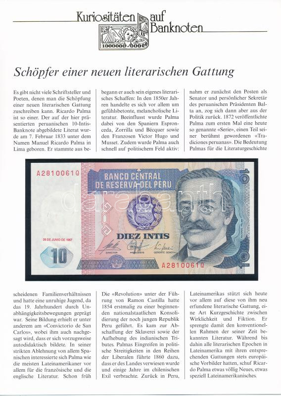 Peru 1987. 10I német nyelvű leírással T:I Peru 1987. 10 Intis with german description C:UNC Krause P# 128