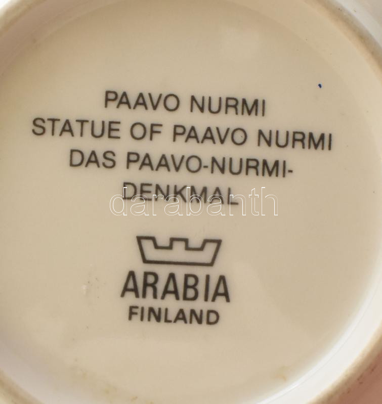 Arabia finn dísztányér, Olimpiai stadion előtt, jelzett, kopásokkal, d: 12 cm - Image 2