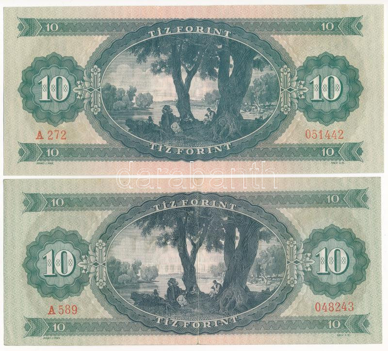 1969. 10Ft (2x) T:III egyik szép papír Adamo F7 - Image 2