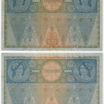 Ausztria 1919. (1902.) 1000K II. kiadás, hátlap rajzos, piros vízszintes 'DEUTSCHÖSTERREICH' felülbélyegzéssel (4x) T:III Austria 1902. 1000 Corona 2nd issue, graphic backside with horizontal red 'DEUTSCHÖSTERREICH' overprint (4x) C:F - Image 2