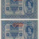 Ausztria 1919. (1902.) 1000K II. kiadás, hátlap rajzos, piros vízszintes 'DEUTSCHÖSTERREICH' felülbélyegzéssel (4x) T:III Austria 1902. 1000 Corona 2nd issue, graphic backside with horizontal red 'DEUTSCHÖSTERREICH' overprint (4x) C:F - Image 3