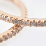Arany (Au) 14K rosegold karikafülbevaló-pár gyémántokkal kirakva, 1,3 ct, d: 2,5 cm, bruttó: 6,04 g - Image 2