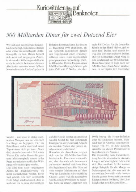 Jugoszlávia 1993. 500.000.000.000D T:II Yugoslavia 1993. 500.000.000.000 Dinara C:XF Krause P#137