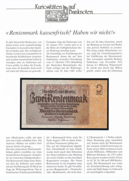 Német Harmadik Birodalom 1937. 2 Rentenmark német leírással T:I- German Third Reich 1937. 2 Rentenmark with german desctription C:AU Krause P# 174