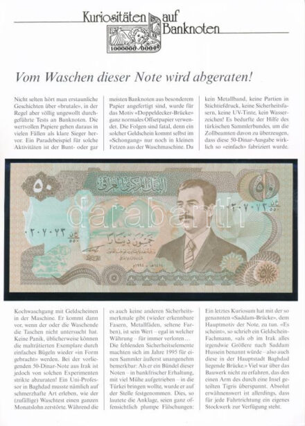 Irak 1994. 50D német nyelvű leírással T:I- Iraq 1994. 50 Dinars with german description C:AU Krause P# 83