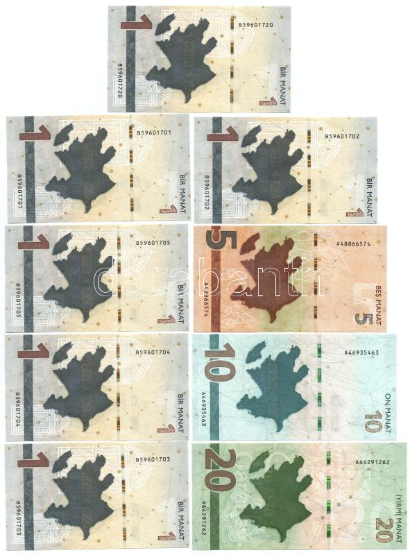 Azerbajdzsán 2020. 1M (6x) közte 5x sorszámkövető + 2021. 10M + 20M + 2022. 5M T:I,I- Azerbaijan 2020. 1 Manat (6x) among 5x cosecutive serials + 2021. 10 Manat + 20 Manat + 2022. 5 Manat C:UNC,AU - Image 2