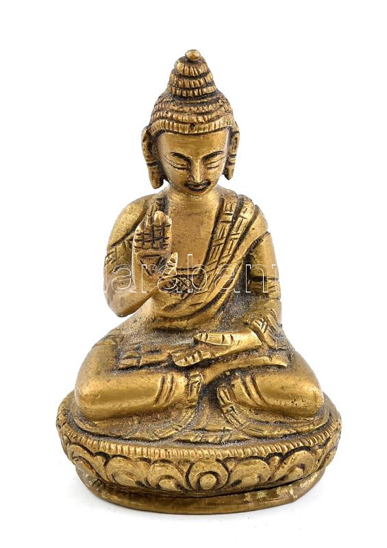 Réz buddha figura, m: 7 cm