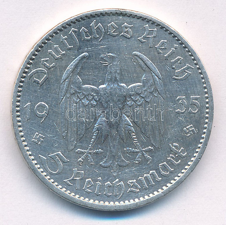 Német Harmadik Birodalom 1935A 5M Ag 'Garnisonkirche' T:2 German Third Reich 1935A 5 Reichsmark Ag 'Garnisonkirche' C:XF Krause KM#83 - Image 2