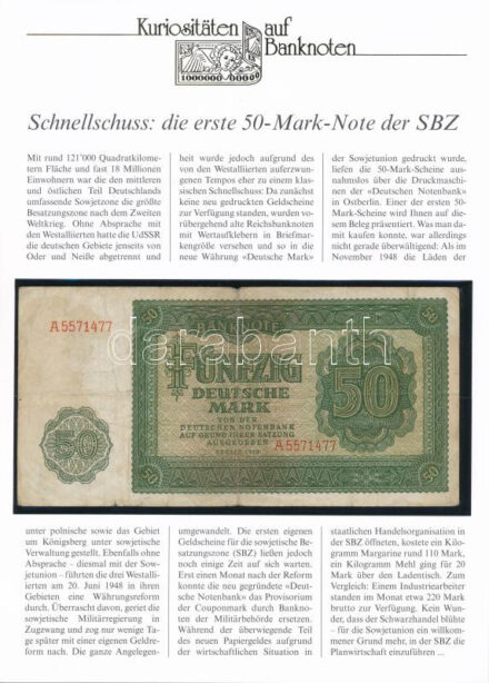 Német Demokratikus Köztársaság 1948. 50M 'A 5571477' német leírással T:III German Democratic Republic 1948. 50 Mark 'A 5571477' with german description C:F Krause P#14