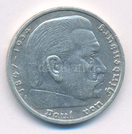 Német Harmadik Birodalom 1935A 5M Ag 'Paul von Hindenburg' T:2 German Third Reich 1935A 5 Reichsmark Ag 'Paul von Hindenburg' C:XF Krause KM#86