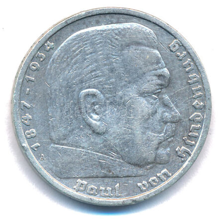 Német Harmadik Birodalom 1935A 5M Ag 'Paul von Hindenburg' T:2 German Third Reich 1935A 5 Reichsmark Ag 'Paul von Hindenburg' C:XF Krause KM#86