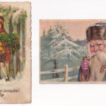 12 db RÉGI ünnepi üdvözlő és motívum képeslap / 12 pre-1945 holiday greeting and motive postcards