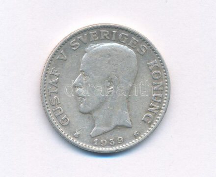 Svédország 1939G 1Kr Ag 'V. Gusztáv' T:2- Sweden 1939G 1 Krona Ag 'Gustaf V' C:VF Krause KM#786