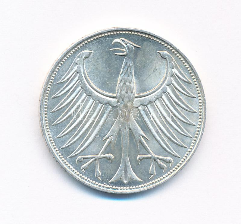 Német Szövetségi Köztársaság 1968D 5M Ag T:1- patina Federal Republic Germany 1968D 5 Mark Ag C:AU patina Krause KM#112.1 - Image 2