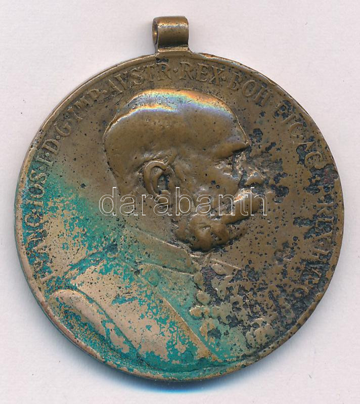 1898. 'Jubileumi Emlékérem a Fegyveres Erő Számára / Signum memoriae (AVSTR)' bronz kitüntetés mellszalag nélkül T:3 patina, korrózió Hungary 1898. 'Commemorative Jubilee Medal for the Armed Forces' bronze decoration without ribbon C:F