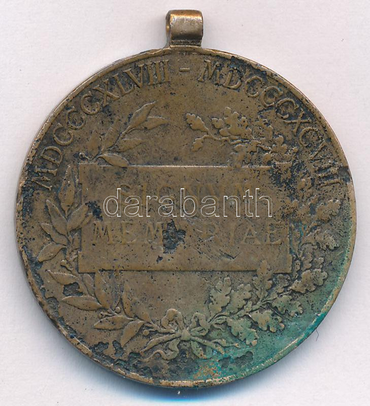 1898. 'Jubileumi Emlékérem a Fegyveres Erő Számára / Signum memoriae (AVSTR)' bronz kitüntetés mellszalag nélkül T:3 patina, korrózió Hungary 1898. 'Commemorative Jubilee Medal for the Armed Forces' bronze decoration without ribbon C:F - Image 2