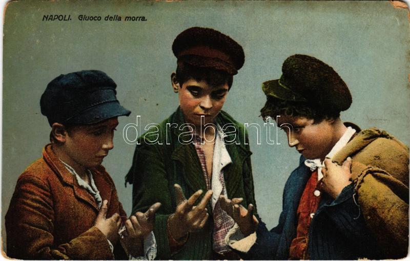 1923 Napoli, Naples; Giuoco della morra / Moraspieler / Italian folklore, Mora players (EM)