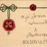 1902 Boldog Újévet! / New Year greeting art postcard. B.R.W. 266. Art Nouveau, Emb. litho (EK)