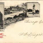 1900 Chicago (Illinois), The Temple Building, tram, Field's Columbian Museum, Grand Boulevard South Park, La Salle. E. C. Kropp Art Nouveau (small tear)
