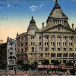 1915 Budapest V. Deák tér, villamosok, Anker palota, gyógyszertár + 'K.u.K. Garnisons-Spital No. 16. in Budapest XII. Krank. Abt.' (EK)