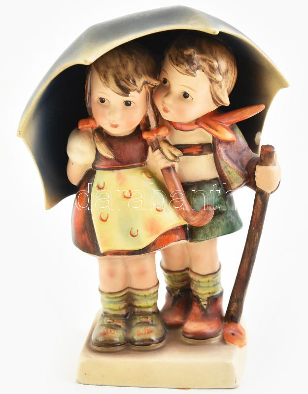 Hummel esernyős lányka. Kézzel festett, mázas kerámia. Jelzett, hibátlan 15 cm