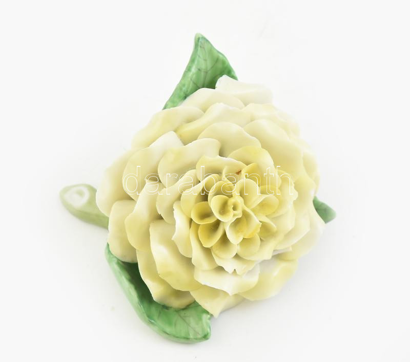 Herendi virág. Kézzel festett jelzett, lepattanásokkal. 7 cm
