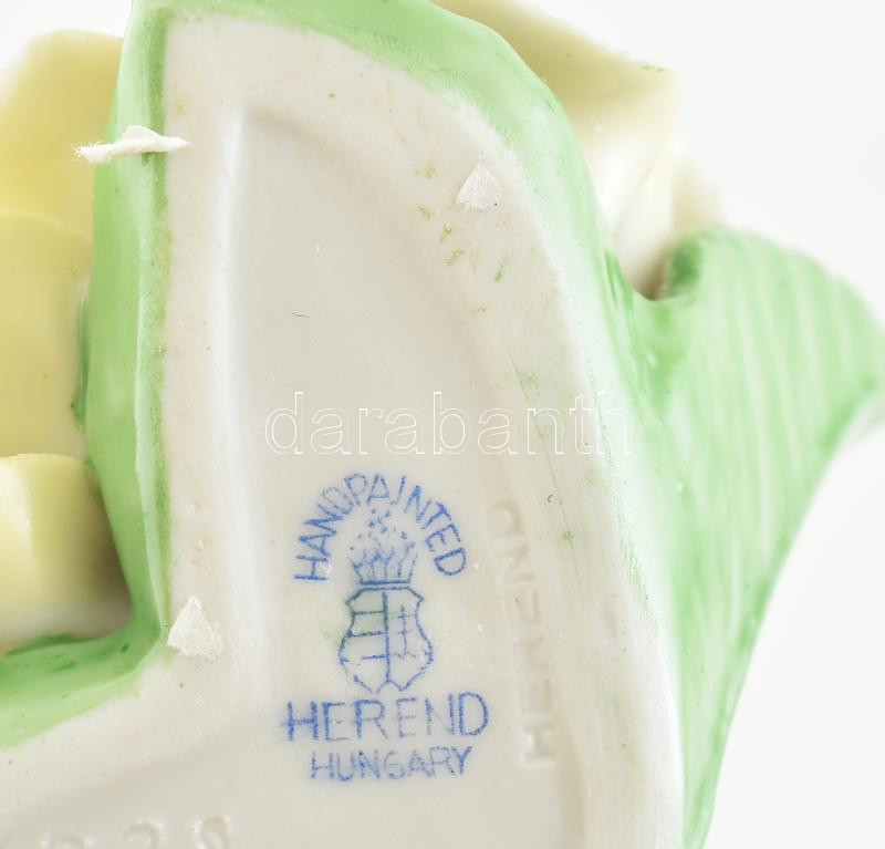 Herendi virág. Kézzel festett jelzett, lepattanásokkal. 7 cm - Image 2