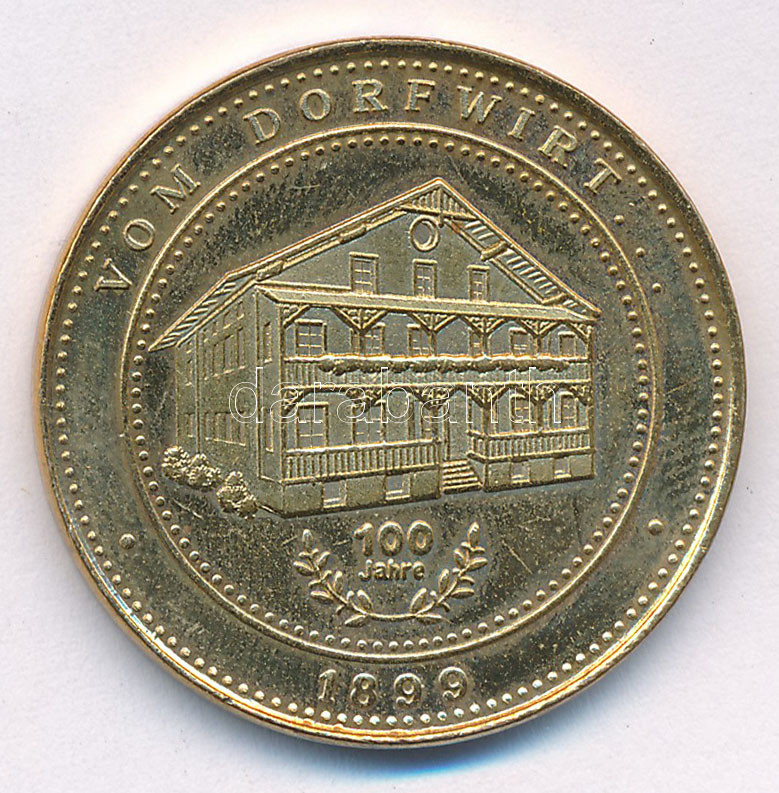 Ausztria 1999. 'Leogangerhof 100' kétoldalú bronz emlékérem (30mm) T:1- (PP) patina Austria 1999. 'Vom Dorfwirt / Zum Leogangerhof - 100 Jahre' two sided commemorative medallion C:AU (PP) patina - Image 2