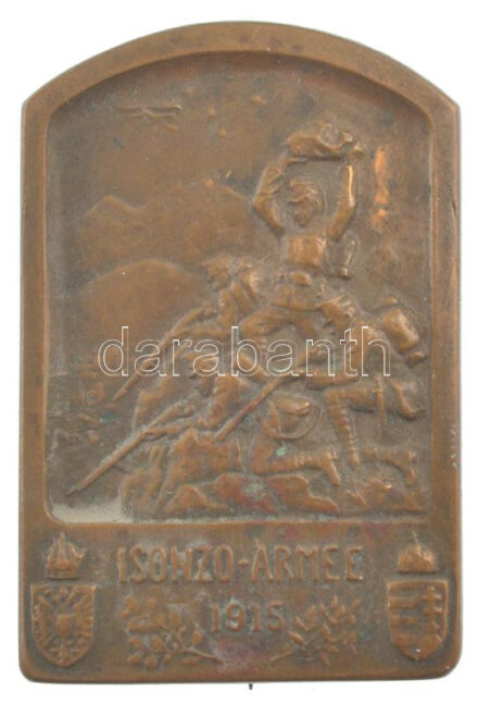 Osztrák-Magyar Monarchia 1915. 'Isonzó-hadsereg 1915' bronz sapkajelvény, hátoldalán 'G. HERRMANN WIEN III. HAUPSTR. 81' gyártói jelzéssel (44x30mm) T:1 Austro-Hungarian Monarchy 1915. 'Isonzo-Armee 1915' marked Ag cap badge with 'G.