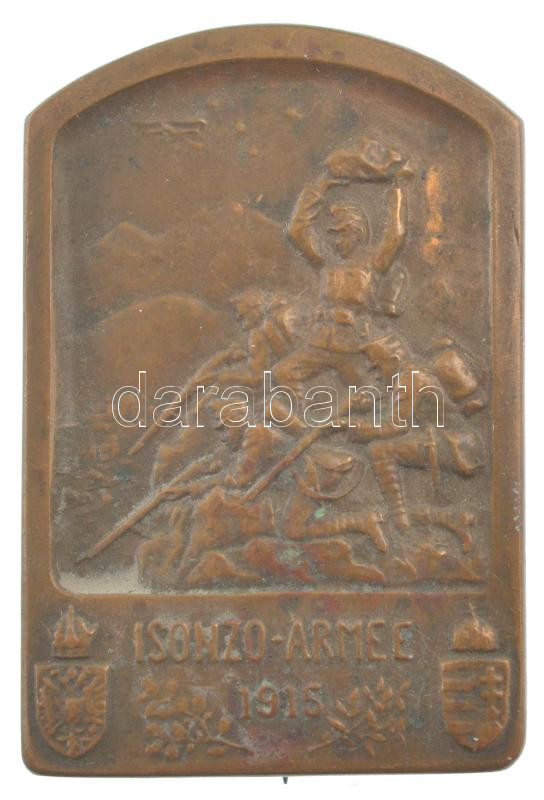 Osztrák-Magyar Monarchia 1915. 'Isonzó-hadsereg 1915' bronz sapkajelvény, hátoldalán 'G. HERRMANN WIEN III. HAUPSTR. 81' gyártói jelzéssel (44x30mm) T:1 Austro-Hungarian Monarchy 1915. 'Isonzo-Armee 1915' marked Ag cap badge with 'G.