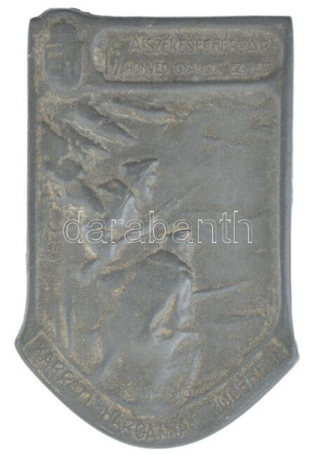 Osztrák-Magyar Monarchia 1916. 'A Székesfehérvári 17. Honvéd Gyalogezred kárpáti harcainak emlékére 1914-1915' Zn spakajelvény (50x33mm) T:2- cserélt tű Austro-Hungarian Monarchy 1916. 'A Székesfehérvári 17. Honvéd Gyalogezred