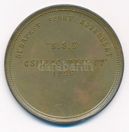 1928. 'Budapest Sport Egyesület - B.S.E. Csillag Tura út 1928' bronz emlékérem (61mm) T:1-,2 ü.