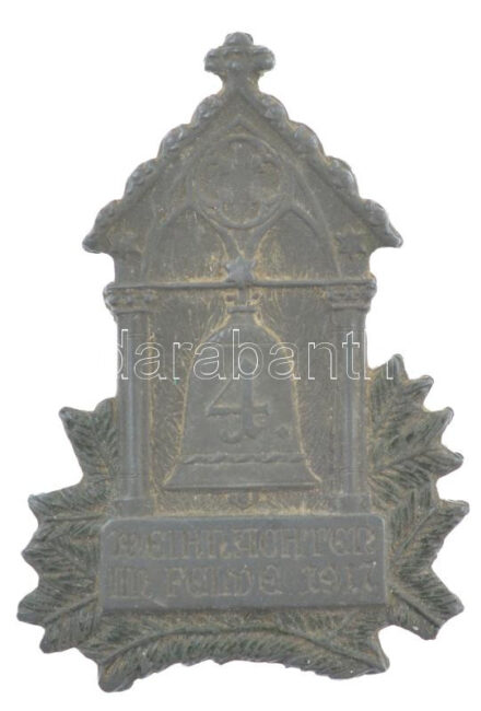 Osztrák-Magyar Monarchia 1917. '4. Hadsereg - Karácsony a harctéren 1917' hadifém sapkajelvény. 'Winter & Adler A.G. Wien' gyártói jelzésse (44x30mm) T:1- Austro-Hungarian Monarchy 1917. '4. Armee - Weihnachten im Felde 1917' war metal