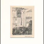 Kondor Béla (1931-1972): Város. Rézkarc, papír, utólagos jelzéssel, paszpartuban, 12×9 cm