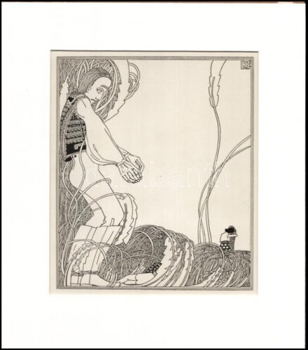 Kozma Lajos (1884-1948): Fogságban. Cinkográfia, papír, jelzett a cinkográfián, paszpartuban, 20×17 cm