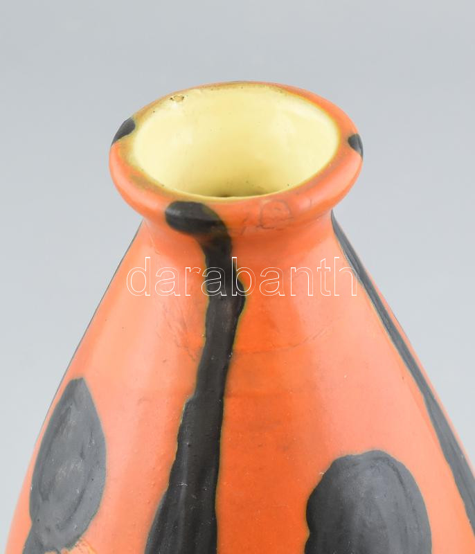 Tófej retró mázas kerámia váza, jelzés nélkül, minimális kopással, m: 31,5 cm - Image 2