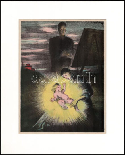 Ruzicskay György (1896-1993): Illusztráció a Szerelemkeresőből. Algrafia, papír, jelzett az algrafián, paszpartuban, 24×18 cm