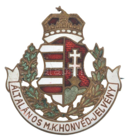 ~1930. 'Általános M.K. Honvéd Jelvény' zománcozott tombak jelvény (39x35mm) T:1- zománchiba